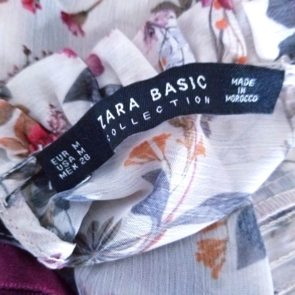 Women's Zara Basic Collection Floral Blouse Size M - Picture 3 of 3